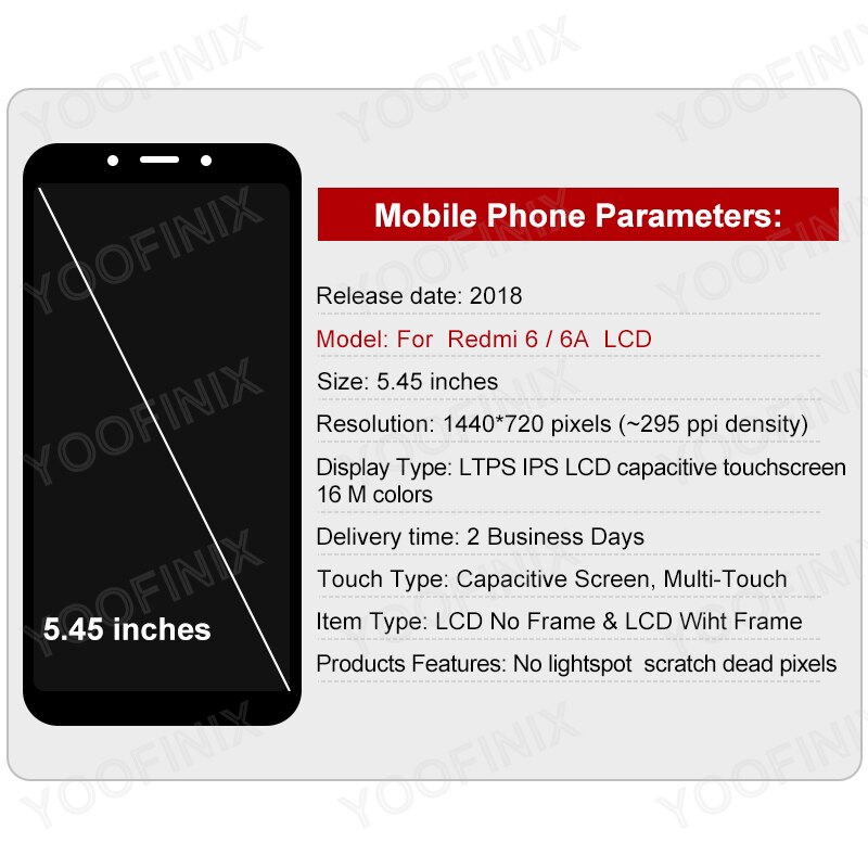 5.45 "oryginalny dla Xiaomi Redmi 6 LCD ekran dotykowy Digitizer części zamienne robić Redmi 6A wyświetlacz LCD M1804C3DG M1804C3DH