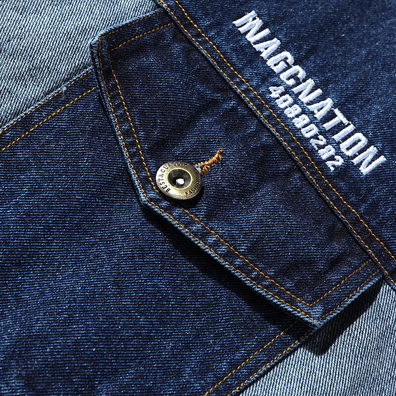 Una Reta Jean Jacket Hip-Hop Men Clothing Streetwear Men's Jackets Plus Size Loose Denim Patchwork Jeans Jacket Men