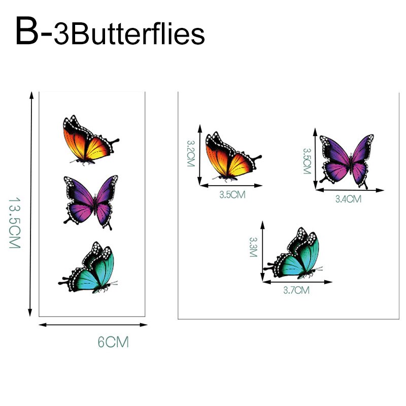 3Pcs/Sheet Butterfly Stickers Diary Sealing Label Sticker Decal Travel Sticker DIY Scrapbooking Diary Planner Albums Decoration: B