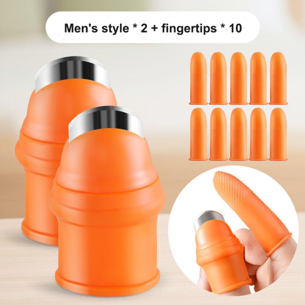 1 Set Silicone Finger Protector With Blade For Fruits Vegetable Thumb Knife Finger Guard Kitchen Gadgets Kitchen Accessories: 03 Men A