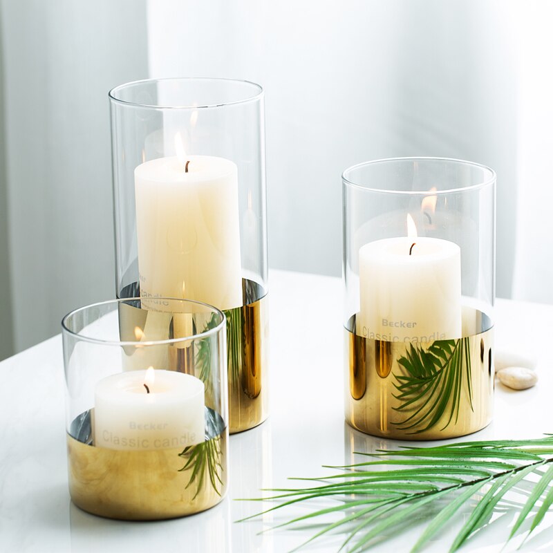 Oro nórdico moderno soportes para Velas de boda vela de jardín de al aire libre Porta Velas hogar Decoración BW50ZT