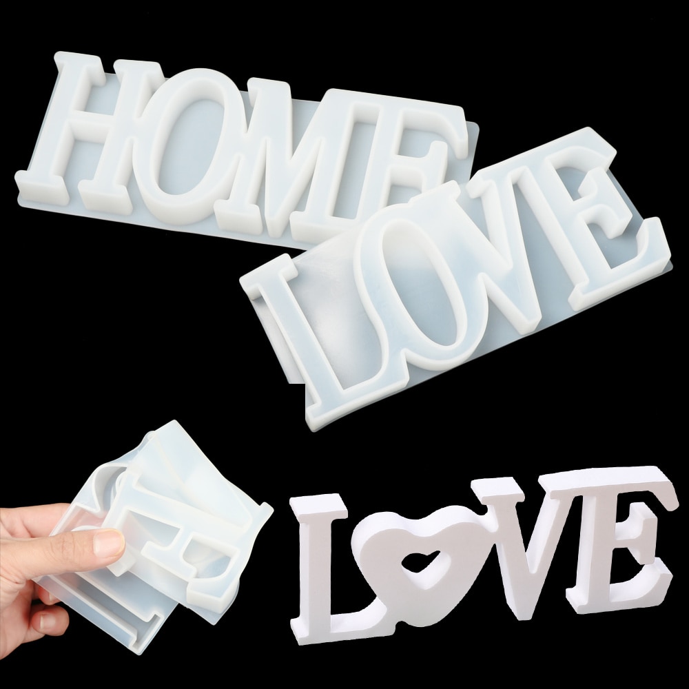 3D LOVE/HOME Silicone Mold Letters Casting Molds Heart Shape Home Craft Decoration Crystal Glue Cake Candy Jewelry Making Tool