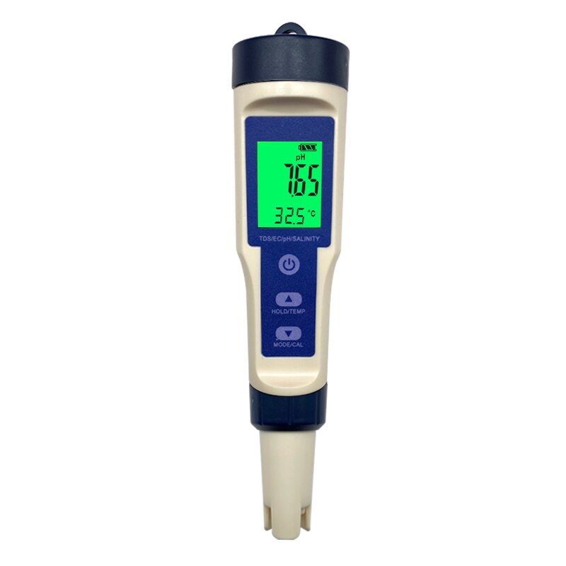 5 in 1 Water Detection Tester PH/TDS/EC/Temp/Salinity Meter PH Meter Tester TDS Pen for Drinking Water With Backlight