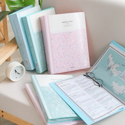 Fresh Flower Paper File Holders A4 Document Holder Paper Folder Storage Binder Pouch Package Office School 30/40/60/80pages