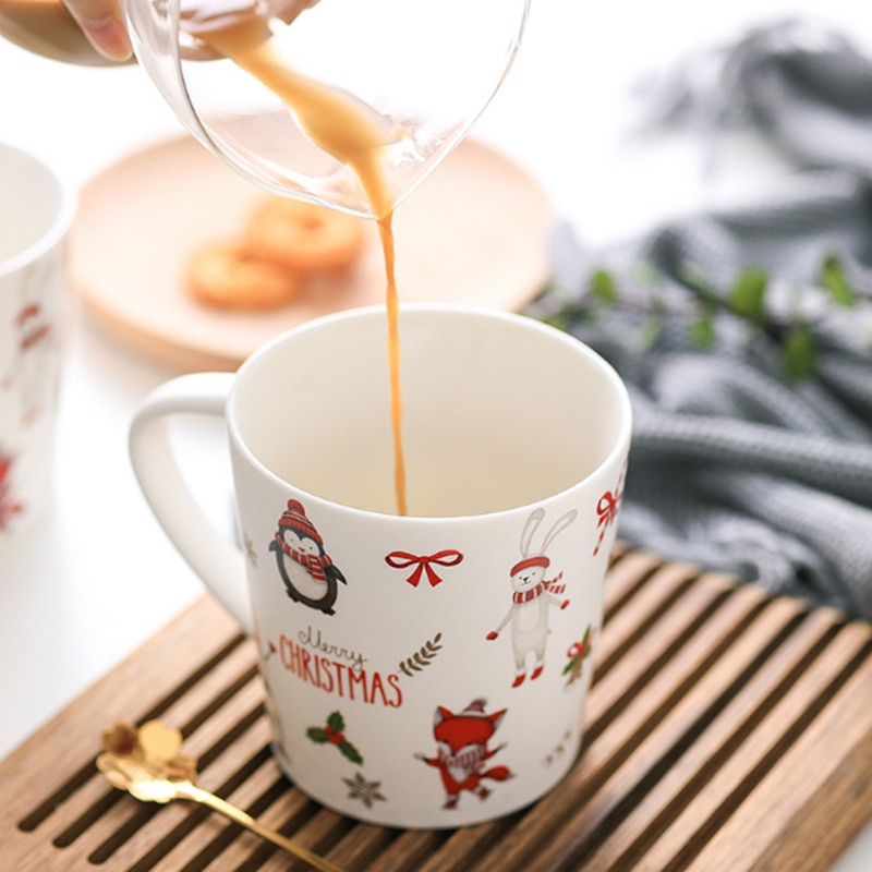 Christmas Coffee Mugs 500ml Large Capacity Christmas Ceramic Milk Tea Cup Drinking Water Bottle