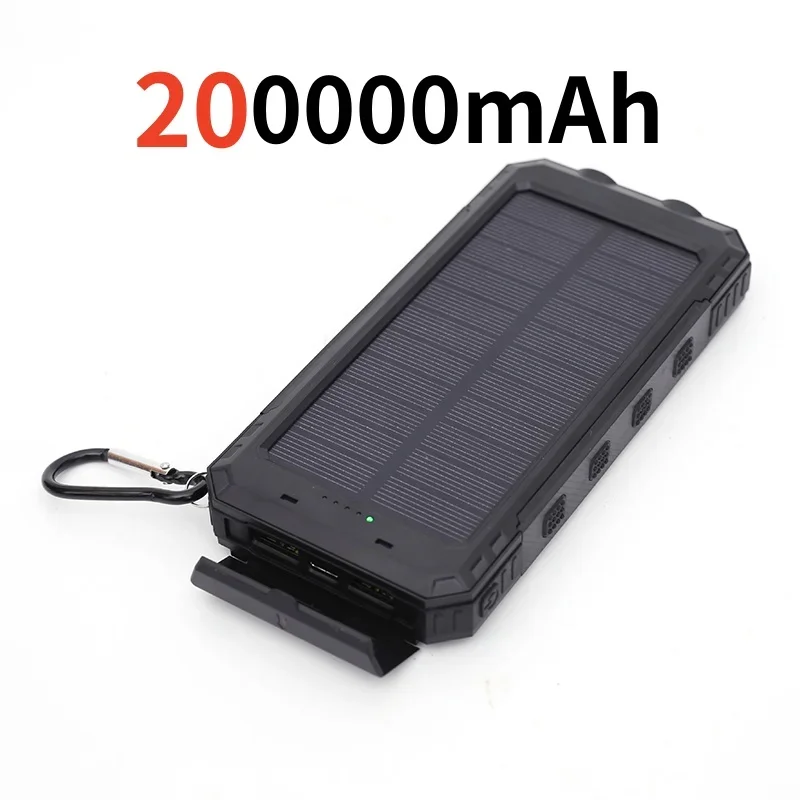 200000 mAh Solar- Energie Bank draussen Tragbare Ladegerät Wasserdichte Externe Batterie Dual USB Ladung Powerbank LED Licht Neue: Silber