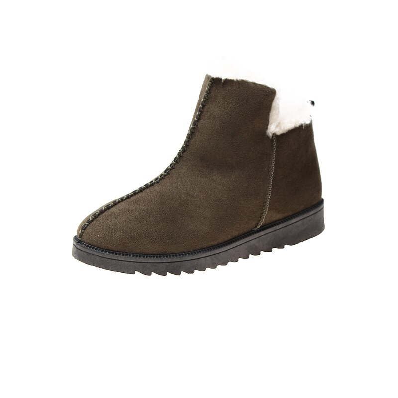 Dames wandelschoenen winter warme pluche bont meisjes sneeuwlaarzen dames schoenen platform ronde neus platte dames botas mujer zapatos: Groente / 5