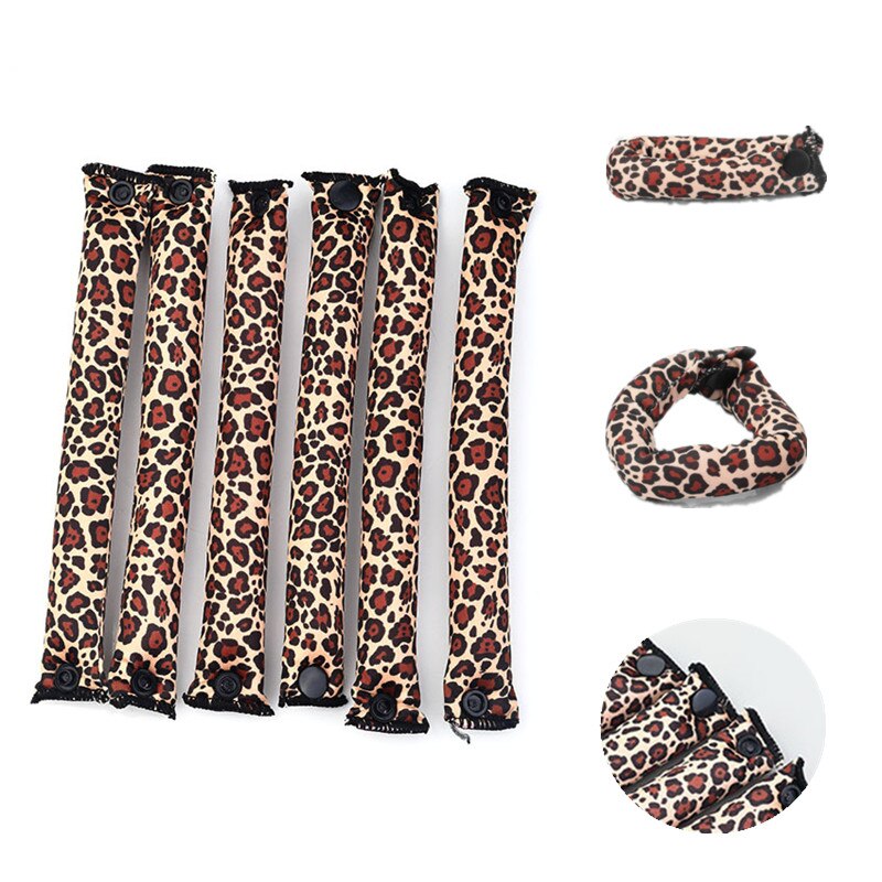 Heatless Magic Krulspelden Soft Sleep Foam Kussen Haar Rollen Te Gebruiken Spons Luipaard Print Haar Rollen Met Knop.