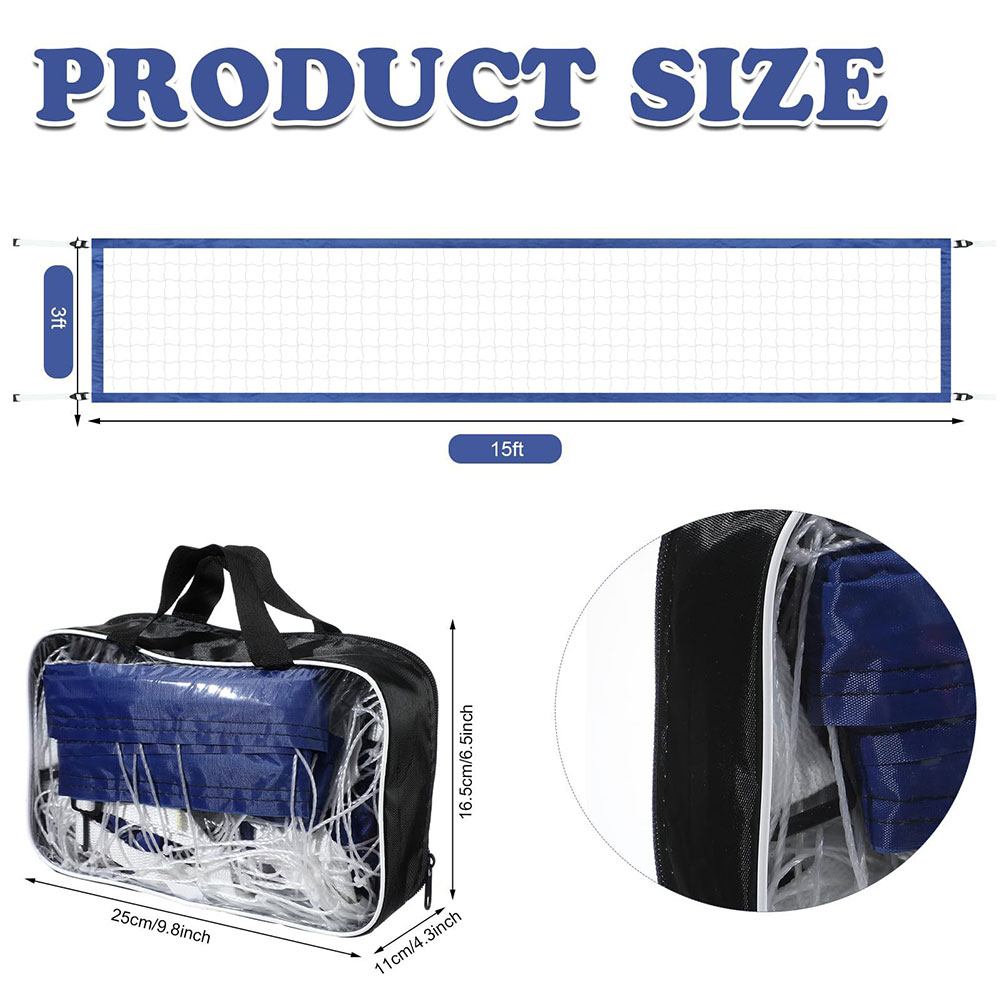 15ftx3ft Volleybalnet met draagtas Zwembadvolleybal Vervangingsnet Verstelbaar draagbaar volleybalnet voor zomerfeest