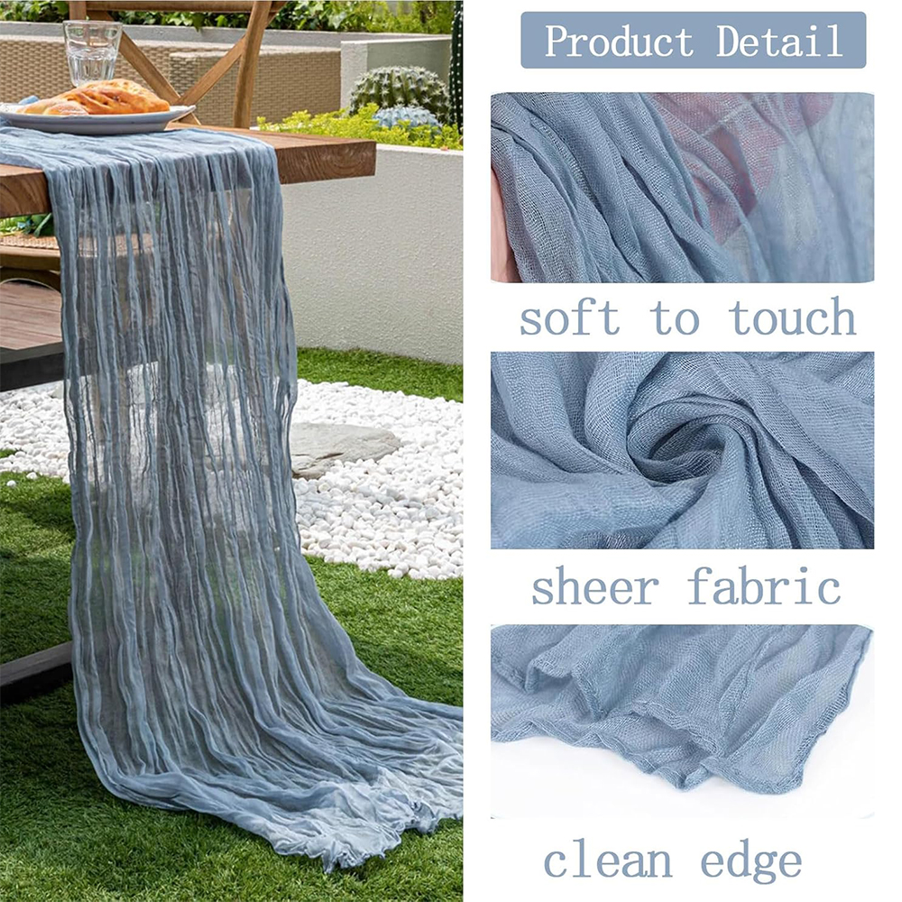 Julegrøn rød bordeaux ostedug bordløber boho rustik gaze terrakotta bordløber til bryllupsfest fødselsdagsdekoration: 32*210cm / Lysegrå