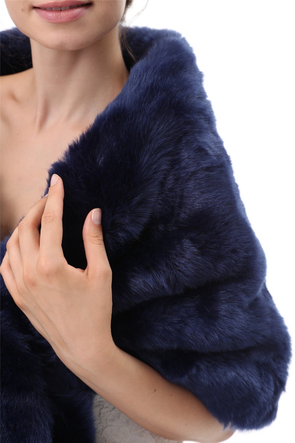 Navy Winter Vrouwen Bolero Elegante Trouwjurk Jas Wraps Bridal Jacket