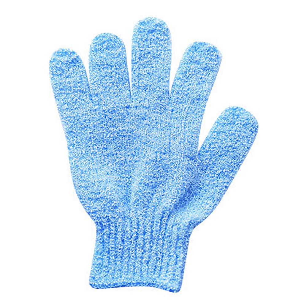 Exfoliating bathing gloves massage spa body scrub bath gloves 1 pair of five fingers soft and durable: Blue