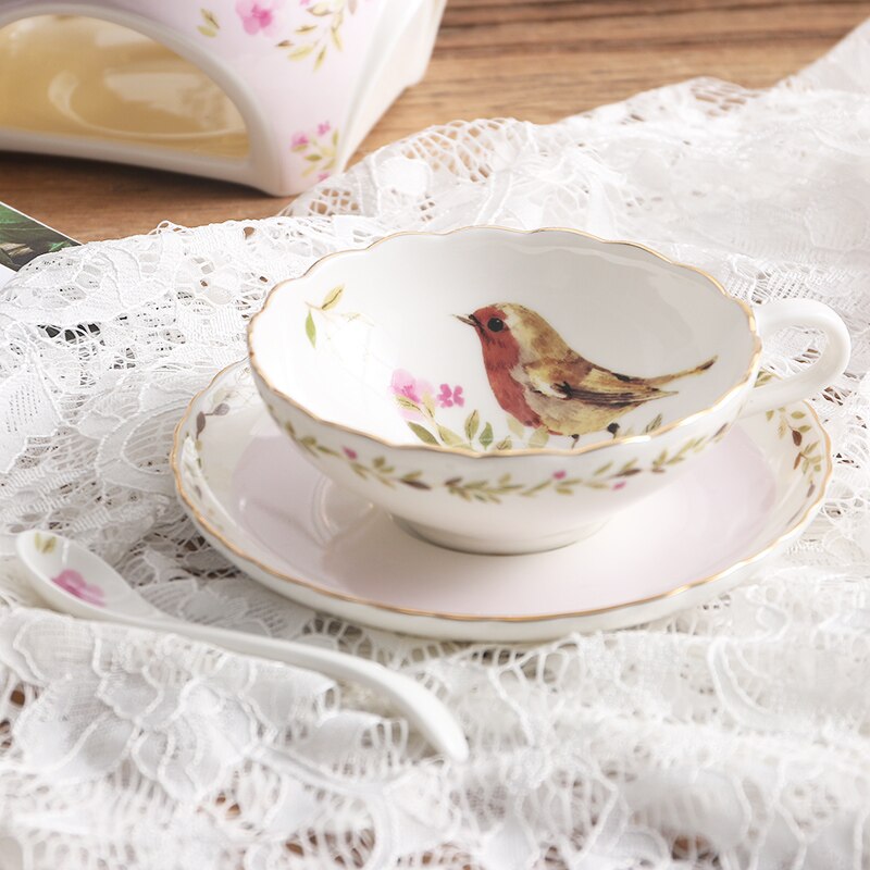 White Luxury Bone China Coffee Cup Beautiful and Saucer Set Cute Afternoon Tea Cup Filizanki Do Kawy Mug BD50CS: style6