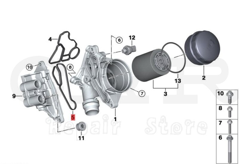 Cooler Seal & Oil Filter Housing Gasket for BMW E60 E61 E70 E82 E90 E71