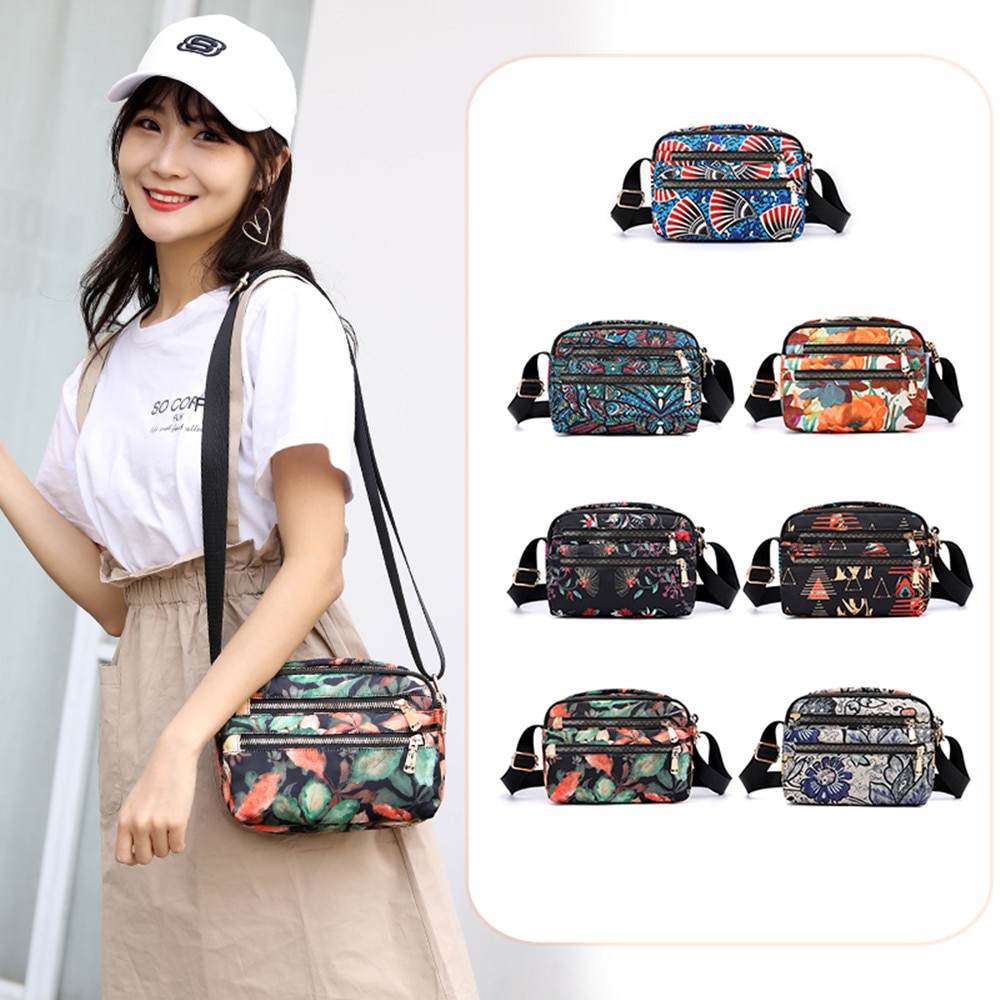 Mini Floral Shoulder Bag Women Nylon Waterproof Soft Zipper Crossbody Versatile Purses And Handbags Bolsa Feminina Sac