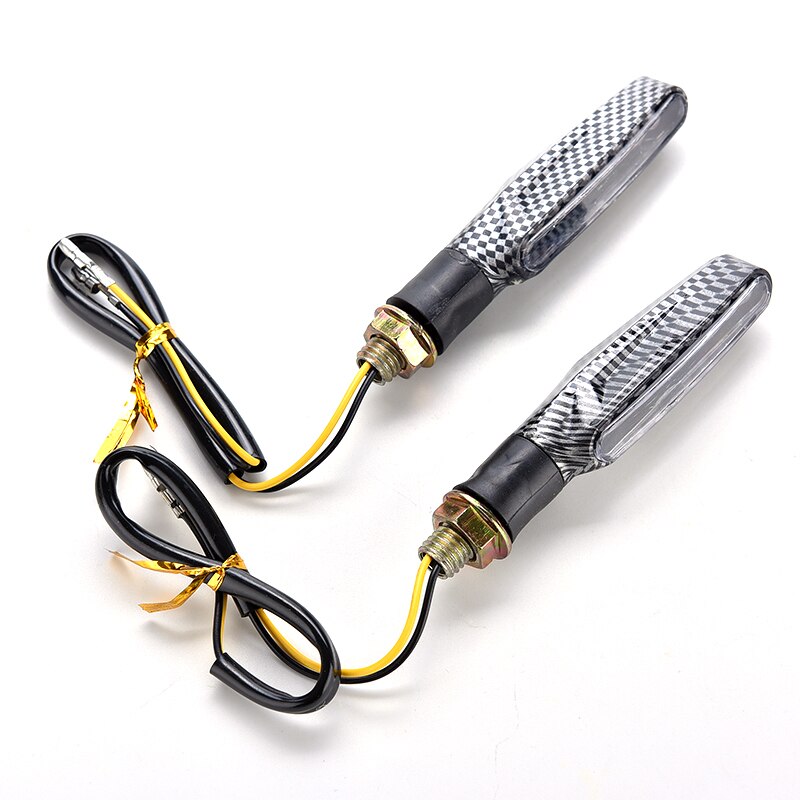 1x Universal Motorcycle Carbon 12 Led Richtingaanwijzers Indicator Amber Light