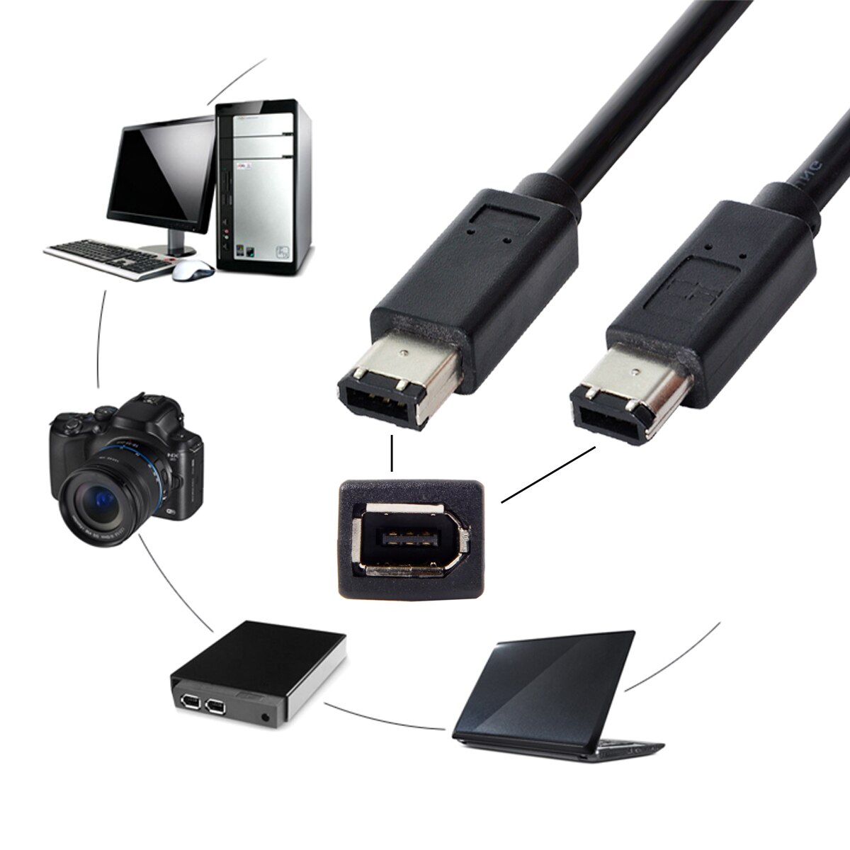 Cablecc 6 P 6 P Firewire 400 Firewire 400 6 6 Ilink Kabel Ieee 1394a 6ft 1.8M Zwart