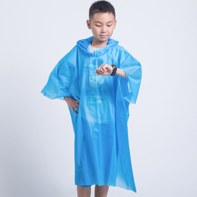 Chubasquero desechable para niños, impermeable, transparente, capa de chuva infantil, ropa de lluvia para niños, chubasquero para Camping: Azul
