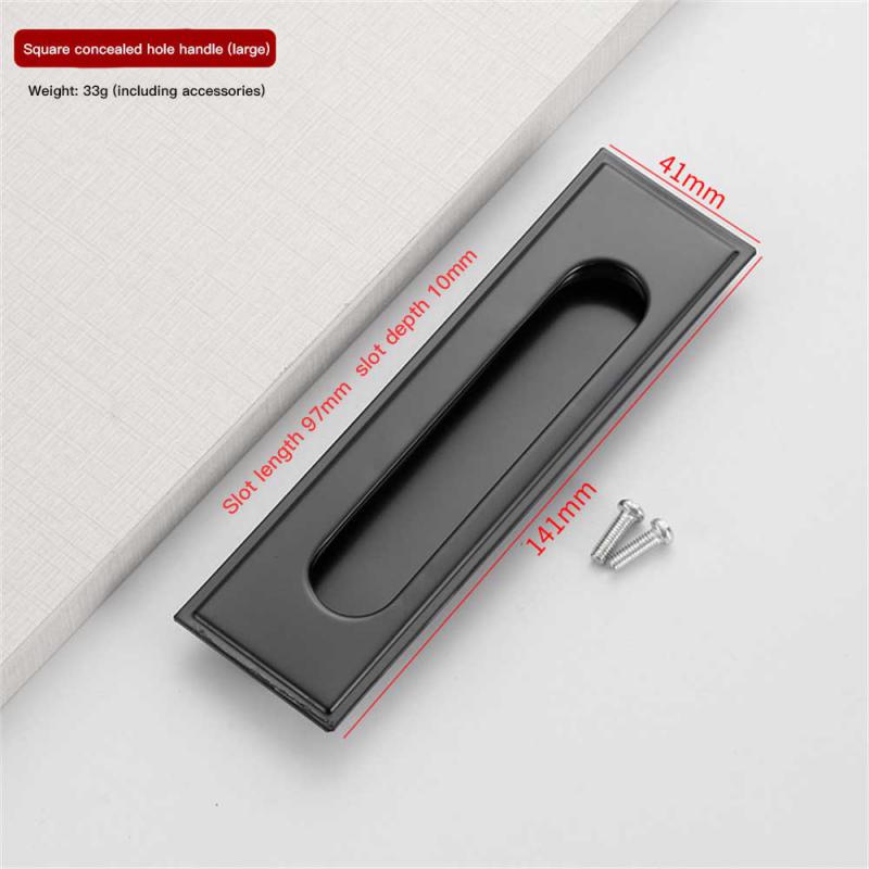 Manijas de puerta de aleación de Zinc, cubierta empotrada al ras, manija de gabinete de suelo, manija de muebles negra plateada, accesorios para el hogar: Negro / oro