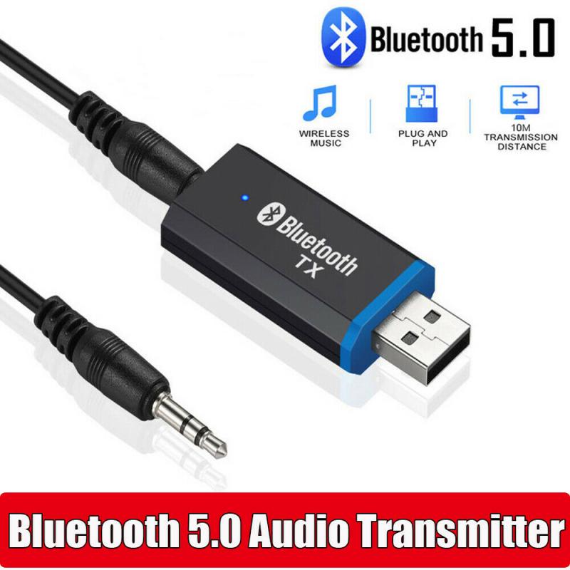 Sans fil USB Bluetooth 5.0 adaptateur émetteur 3.5mm câble AUX, prise casque stéréo haut-parleur Bluetooth pour ordinateur TV
