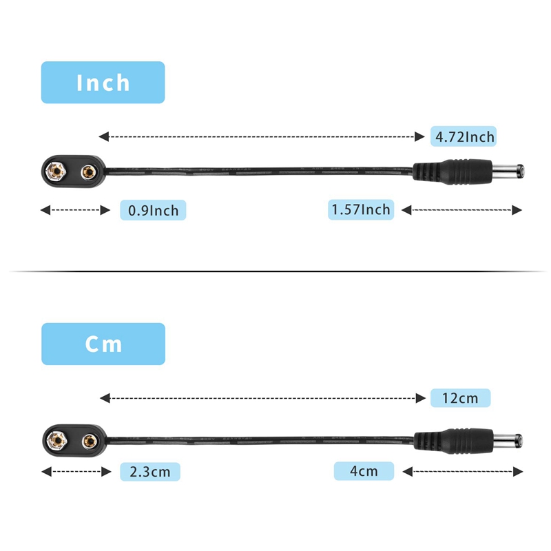 Cable de alimentación de Pedal de guitarra, conectores de batería de 9 voltios, Clip de batería de 9 V, fuente de alimentación Para pedales de guitarra, 6 piezas,