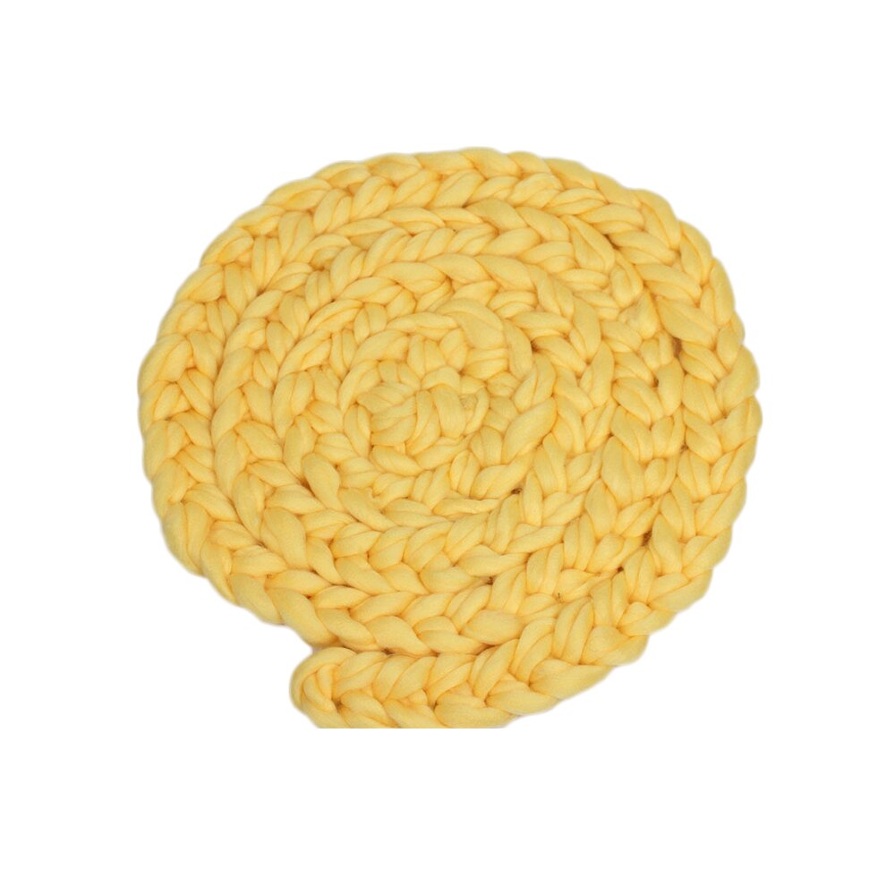 Handmade Woven Baby Blankets Wool Crochet Basket Filler Newborn Twisted Braid Photography Props Chunky Knit Blanket: Yellow