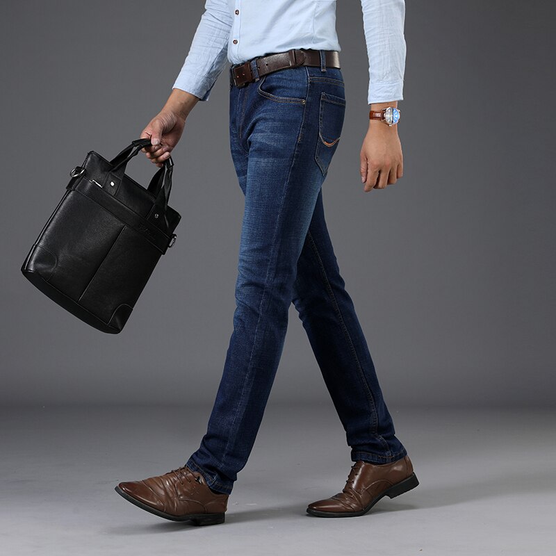 Sulee merk heren skinny jeans stretch klassieke blauwe slanke merk jeans heren broeken plus maat 38 40