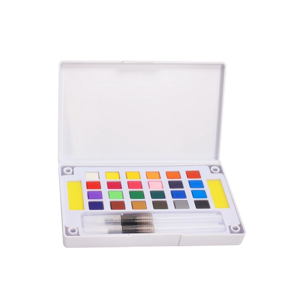 12/18/24/36 Kleuren Compressed Art Supplies Verf Set Pigment Effen Draagbare Verf Doos Afneembare Aquarel Met Borstel reizen: 24 Colors
