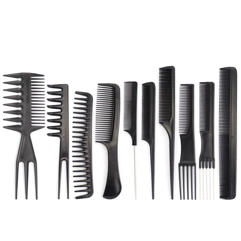 Stylist Comb Set Salon Barber Hair Combs Brush For Women Black Tail Comb 10Pcs/Set Hair Care Styling Tool