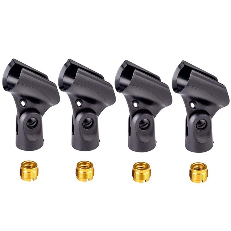 Universal Microphone Clip Holder with 5/8 Inch Male to 3/8 Inch Female Nut Adapters Black: Default Title