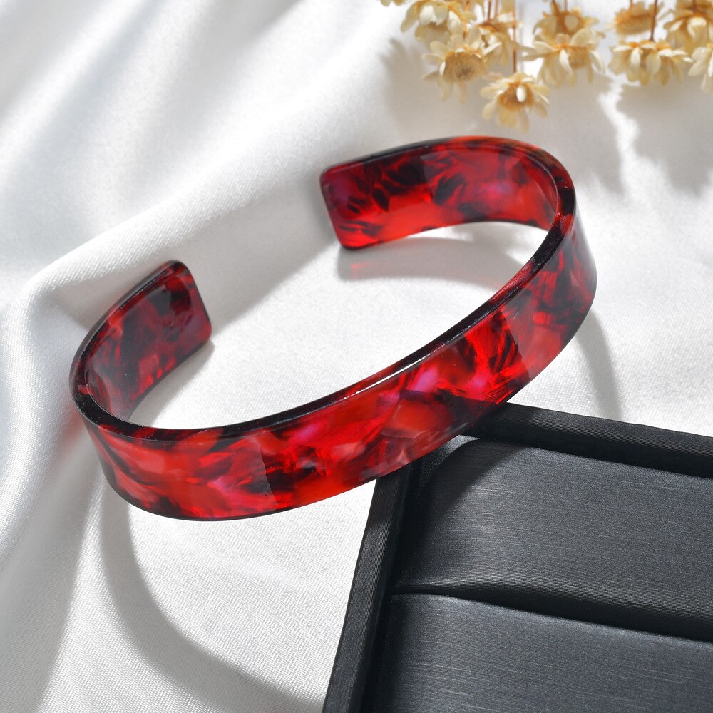 Akryl leopard manchet armringe armbånd til kvinder piger farverige resin manchet armringe 12mm bredde åben armring fest: 01