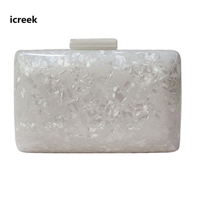 causal evening bag pearly white acrylic handbag wedding hard box bridal party prom mini purse shoulder chain cluthes