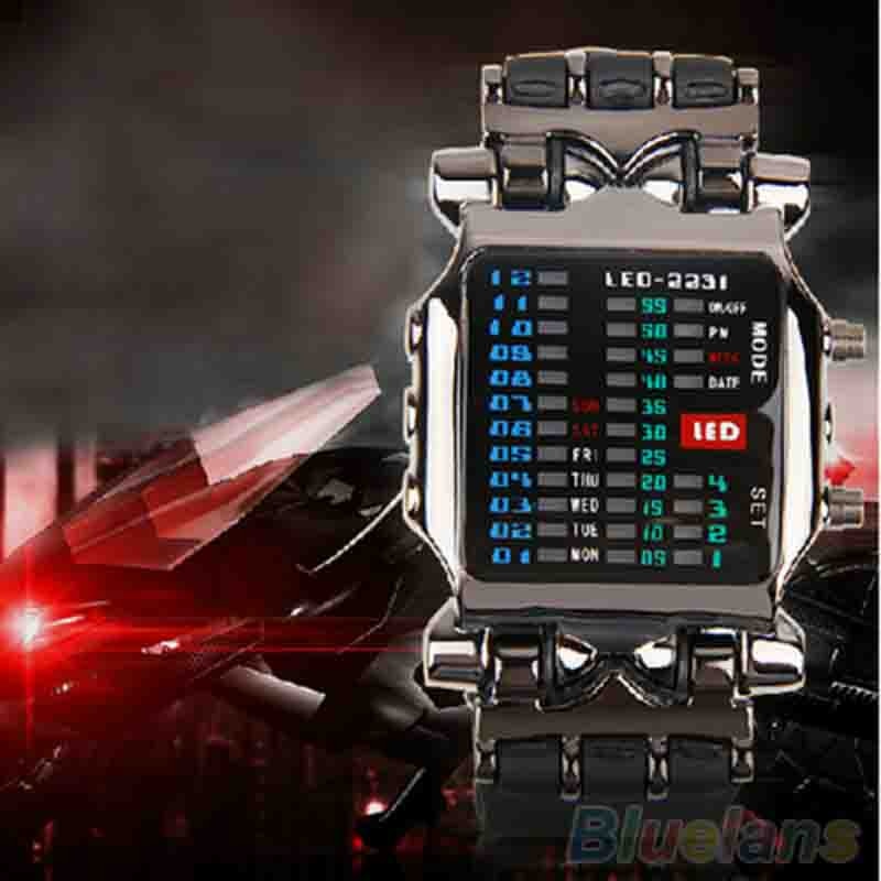 Reloj binario para hombres y mujeres, reloj con esfera cuadrada, relojes de banda de plástico, reloj binario, reloj Digital LED para hombres, reloj para mujeres