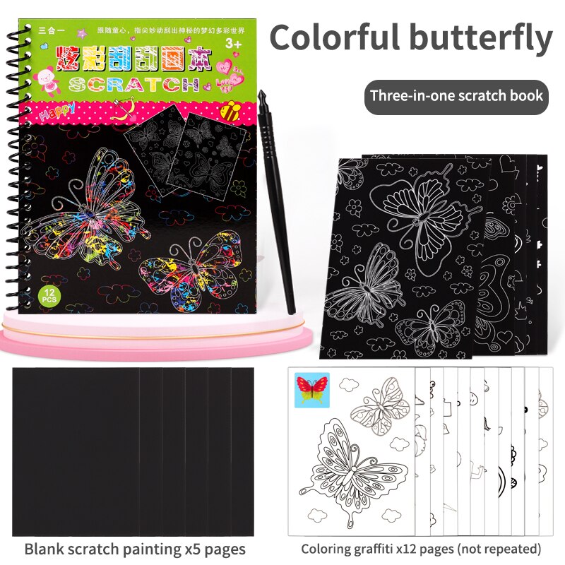 Una varietà di stili Magic Rainbow Art Paper Card set up graffiti template disegno stick fai da te arte pittura giocattoli palestra per bambini: Butterflies