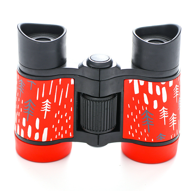 Telescopio Binocular para niños de 4x30mm, telescopio de aprendizaje educativo para niños, telescopio óptico plegable para observación de aves: Rojo