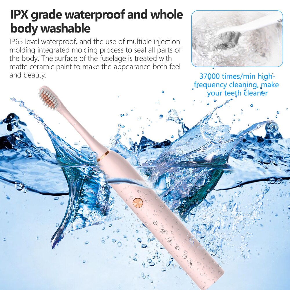 Powerful Ultrasonic Sonic Electric Toothbrush USB Rechargeable Toothbrush Adult Electronic Washable Whitening relax Teeth Brush