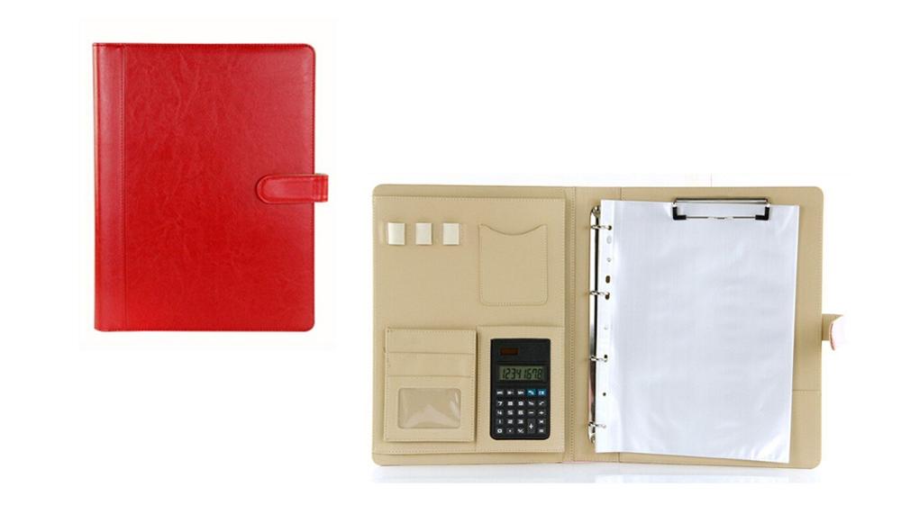 Multifunctionele map  a4 ,  pu-lederen documentenmappen met 4- ringen in briefformaat. voor documentenmappen van 8.5 x 11 inch.: Rood 2
