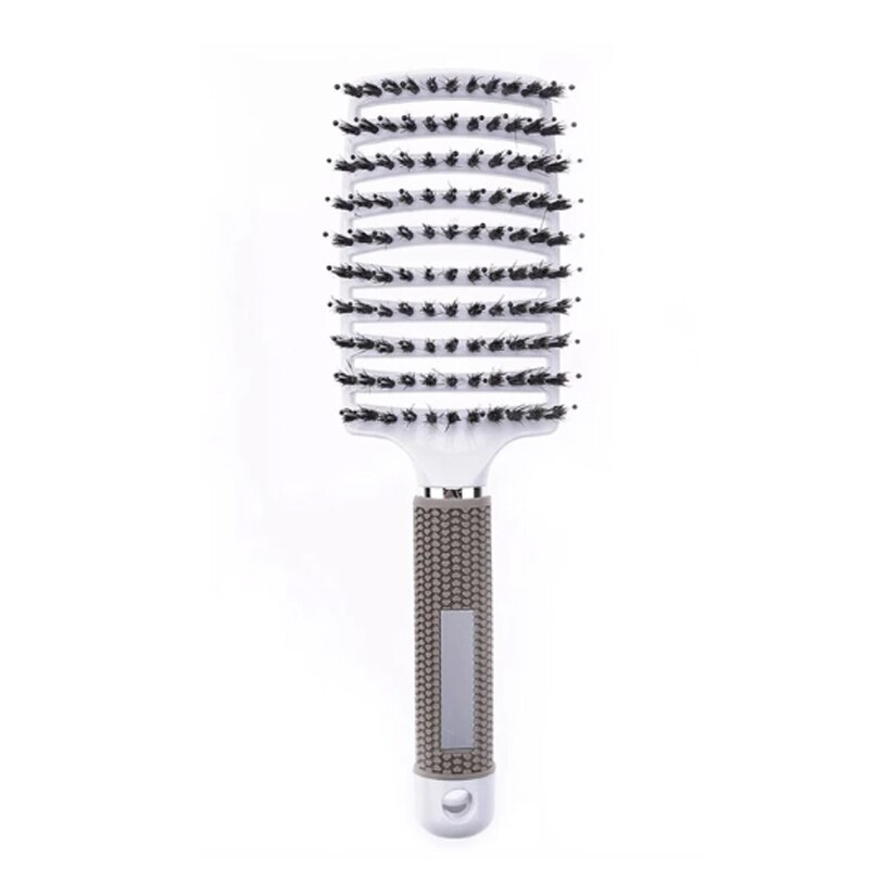 Girls Hair Scalp Massage Comb Hairbrush Bristle Nylon Women Wet Curly Detangle Hair Brush for Salon Hairdressing Styling Tools: White