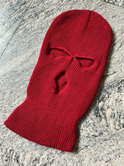 Ski Mask Knitted Face Cover Winter Balaclava Full Face Mask for Winter Outdoor Sports CS Winter Three 3 Hole Balaclava Knit Ha: Wine red