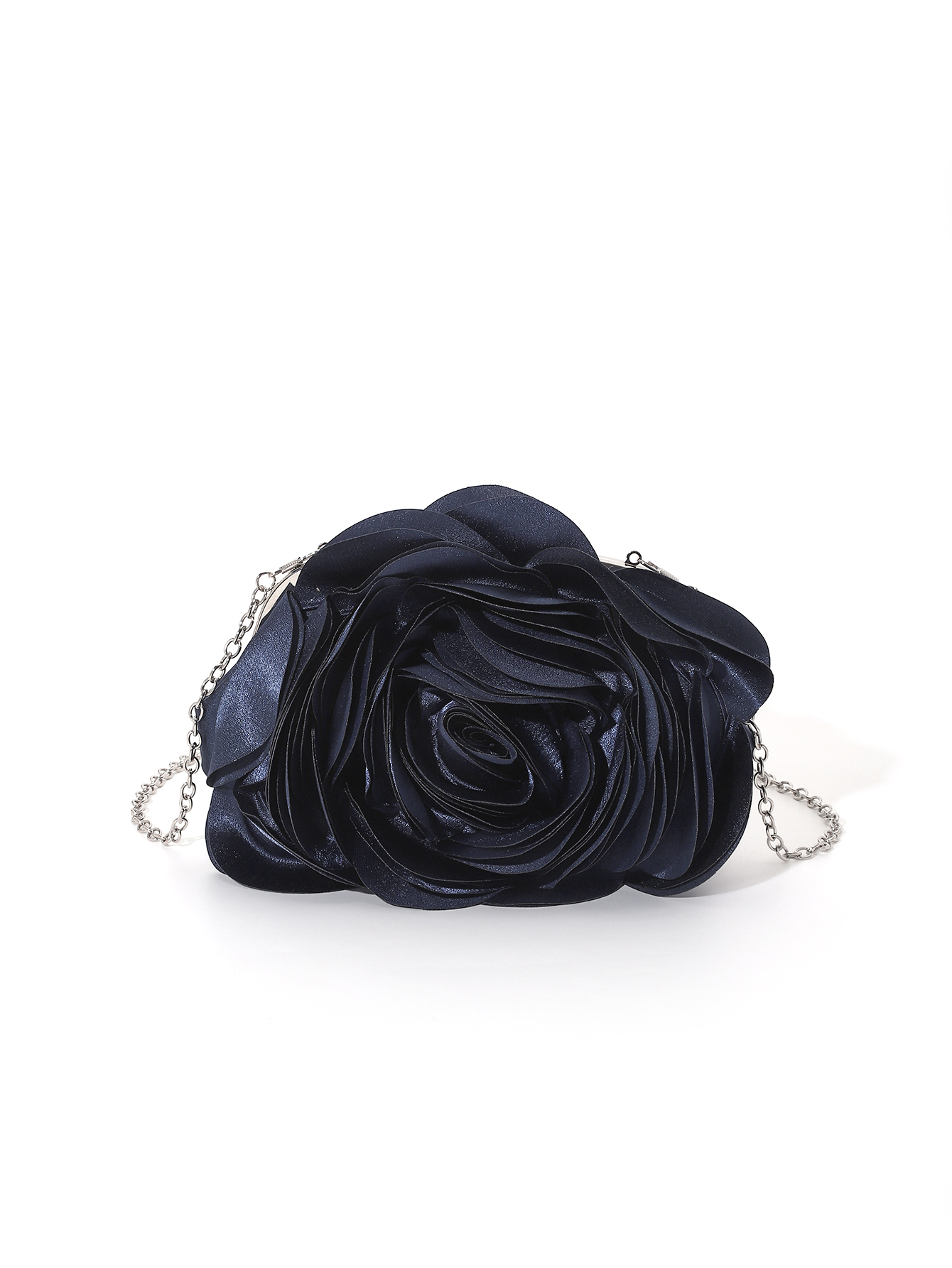 Vintage Evening Bag Rose Flower Bride Small Clutch Purse For Dress Party Handbag Wedding Wallet Women Floral Chain Lady Clutches: DEEP BLUE