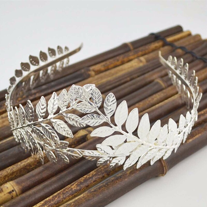 Diadema de hojas doradas Vintage para mujer, diadema nupcial, joyería para la cabeza, diadema nupcial para boda, joyería para el cabello, accesorios para de Reina: Silver