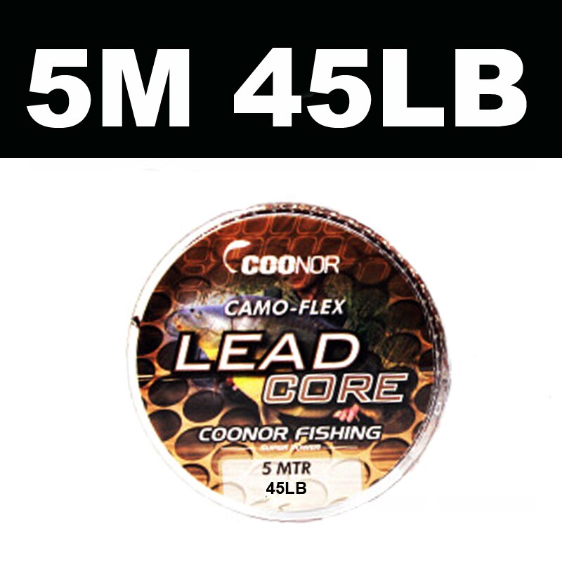Sedal de pesca de plomo trenzado de 5m 35lb 45lb 55lb, Sedal líder de carpa, línea principal de pesca gruesa de carpa, aparejos de pesca: 45LB 5m brown