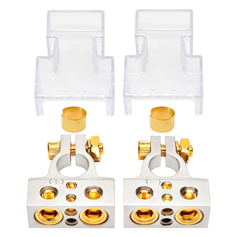 Negative Terminal Positive Terminal Car Battery Terminal Clamp Connectors Kit Gold-plated Adapter Set Car Accessories