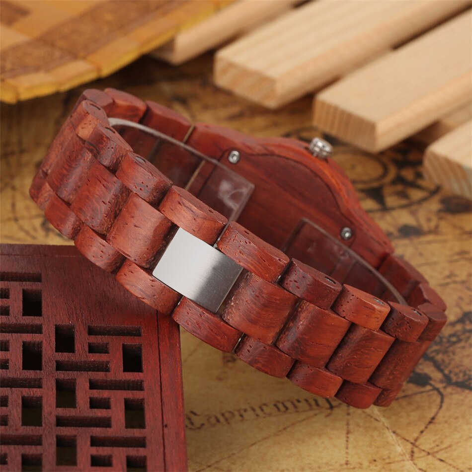 Redfire dame ure i fuld træ quartz naturligt træ kvinders afslappet armbåndsur armbånd lås kvinde ur