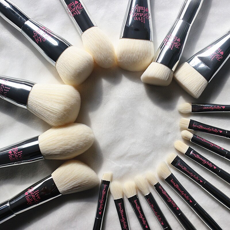 19 stuks/set volledig functionele make-upkwasten set poeder blusher highlight oogschaduw wenkbrauw make-upkwasten zilveren jas