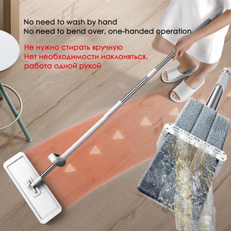 Squeeze Mop Microfiber Floor Mop Household Cleaning Floor Cleaning Brooms Mop Rag No Hand Washing Rotate 360 Degrees Adjustable