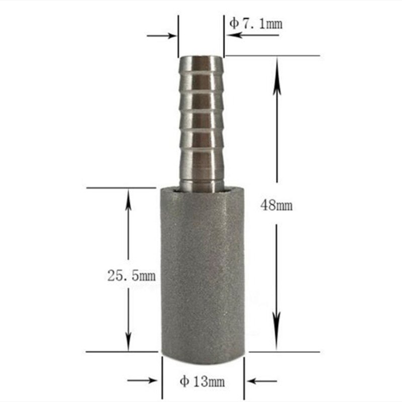 Ozone Diffuser 316L Stainless Steel Bubble Stone Sintered Microporous Aeration/Oxygenation Diffusion: 13X48mm 1pc