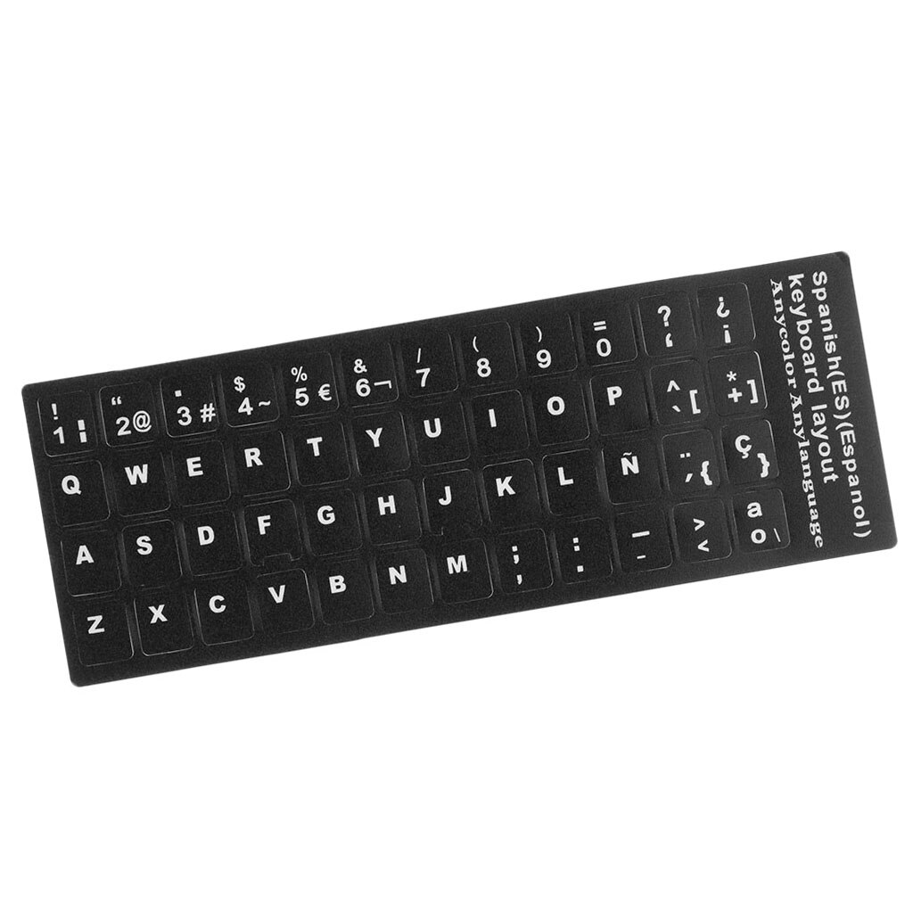Universal Spanish Keyboard Stickers, PC Keyboard Stickers Black Background for PC Laptop Notebook Desktop