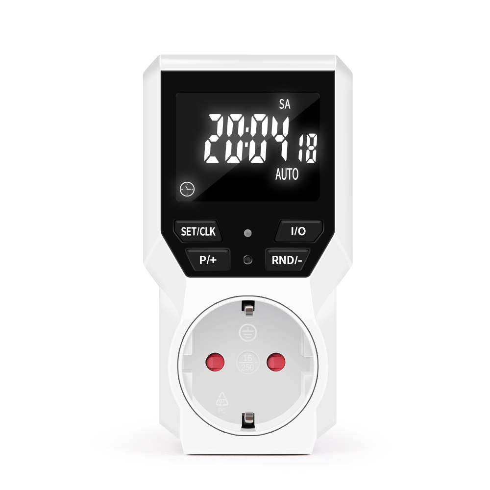 Digital  tm07 tidsstyrenhet brytare uttag 250v eu-kontakt timer uttag energisparande manager för kylskåp vattenbruk: Svart