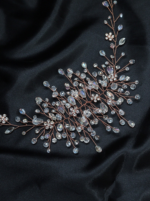 Parel Kristal Haarband Bruiloft Haaraccessoires voor Bruids Bloem Hoofddeksel Hoofdbanden Vrouwen Bruid Haarversieringen Sieraden: Lavendel